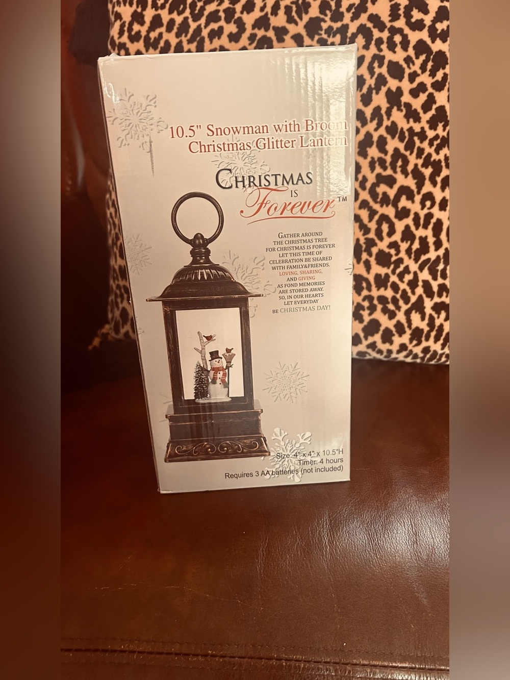 10.5" Snowman with Broom Glitter Lantern - Black new in box Christmas Decor